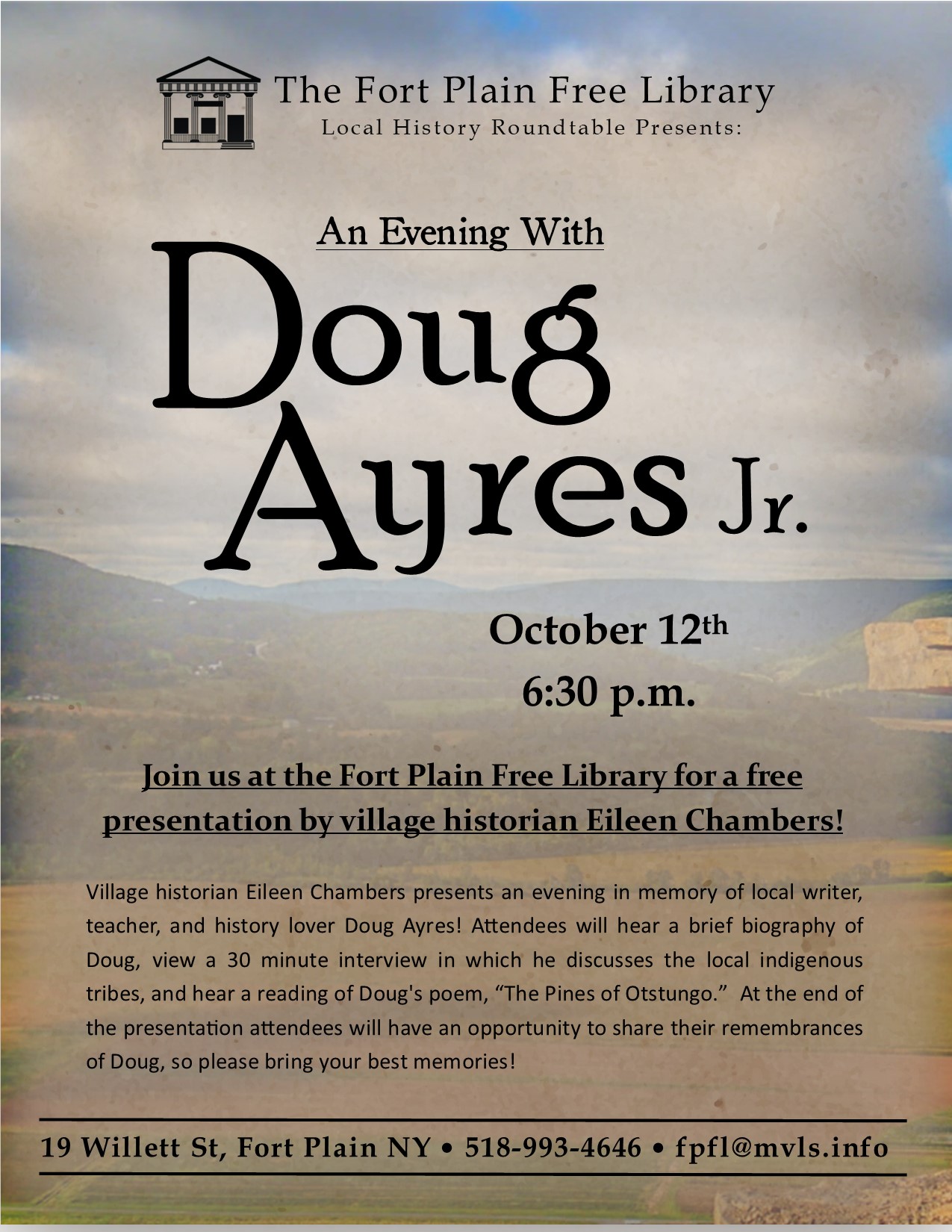 Local History Roundtable Presents: An Evening With Doug Ayres